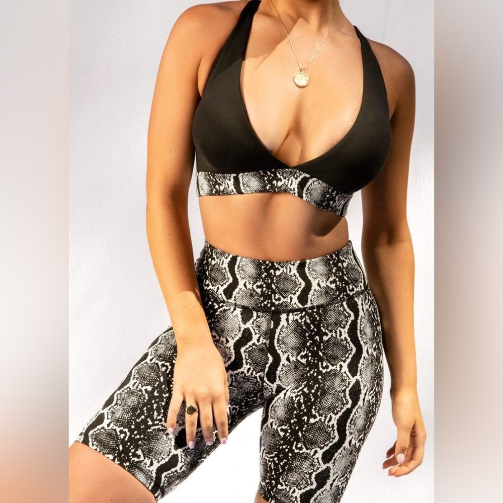 CXIX Creatures Polewear Pole Boa Snakeskin Grippy Triangle Sport Bra Top XS S